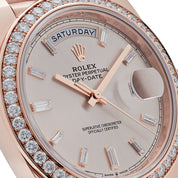 Rolex Day-Date 40 228345RBR Rose Gold Diamond Bezel Sundust Diamond Dial
