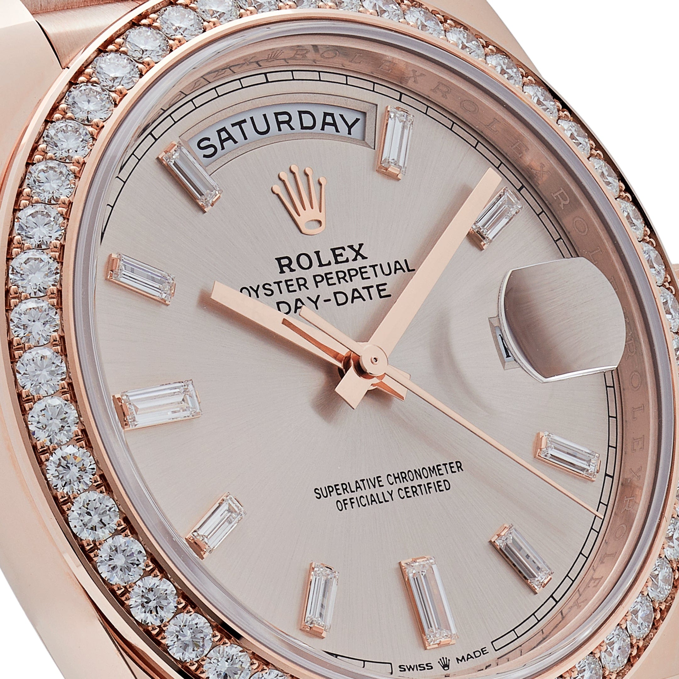 Rolex Day-Date 40 228345RBR Rose Gold Diamond Bezel Sundust Diamond Dial