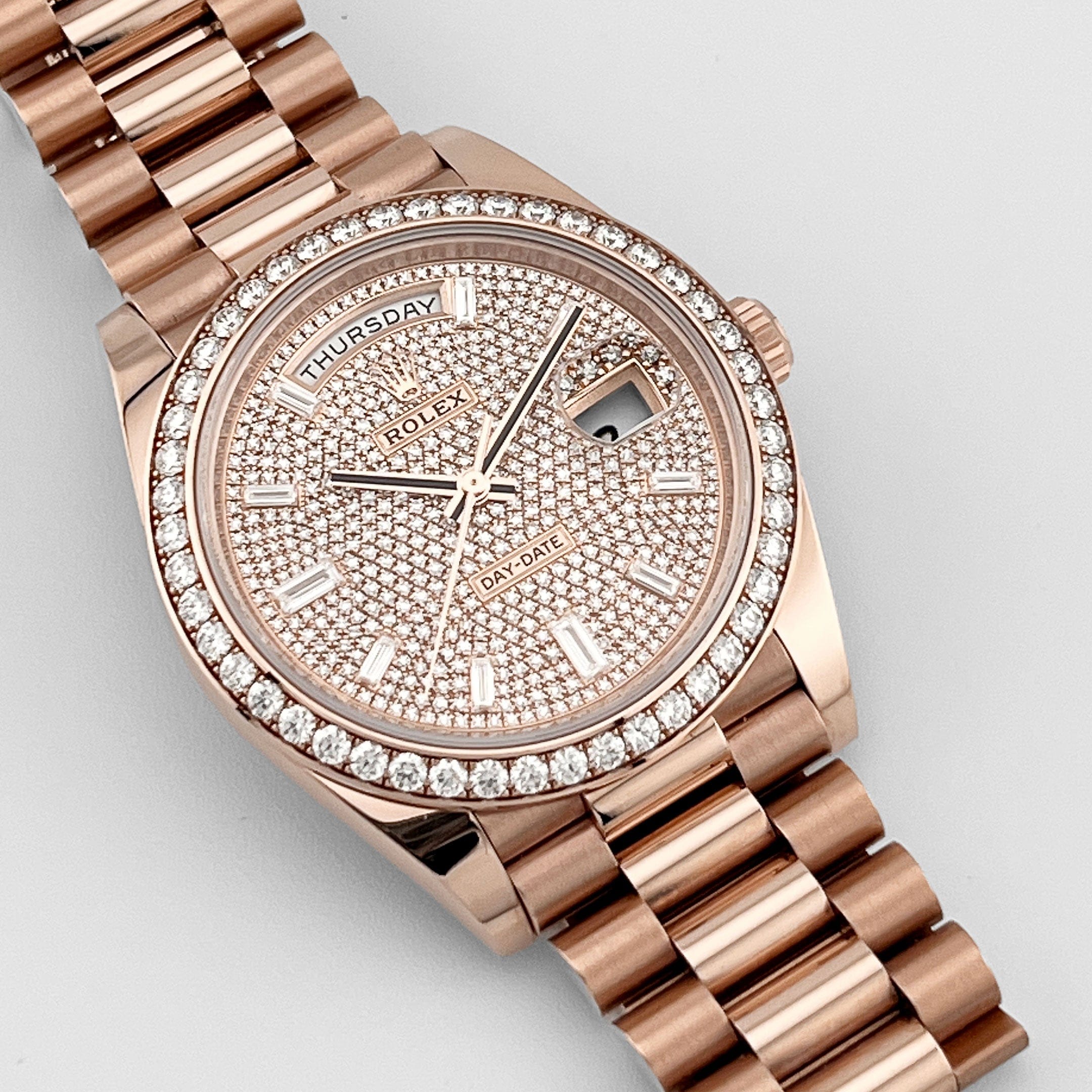 Rolex Day-Date 40 228345RBR Rose Gold Diamond-Paved Dial Diamond Bezel President (2024)