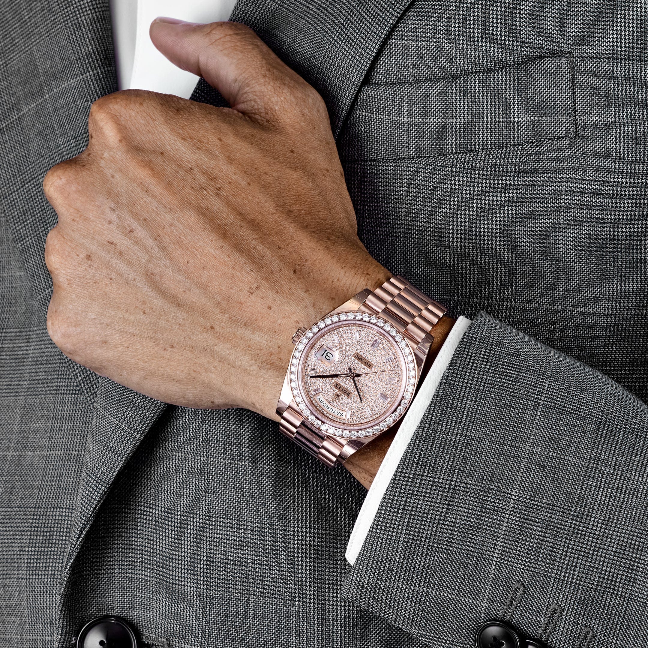 Rolex Day-Date 40 228345RBR Rose Gold Diamond-Paved Dial Diamond Bezel President (2024)