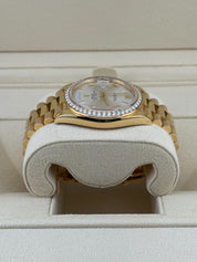 Rolex Day-Date 40 228348RBR Yellow Gold Diamond Bezel Silver Dial (2021)
