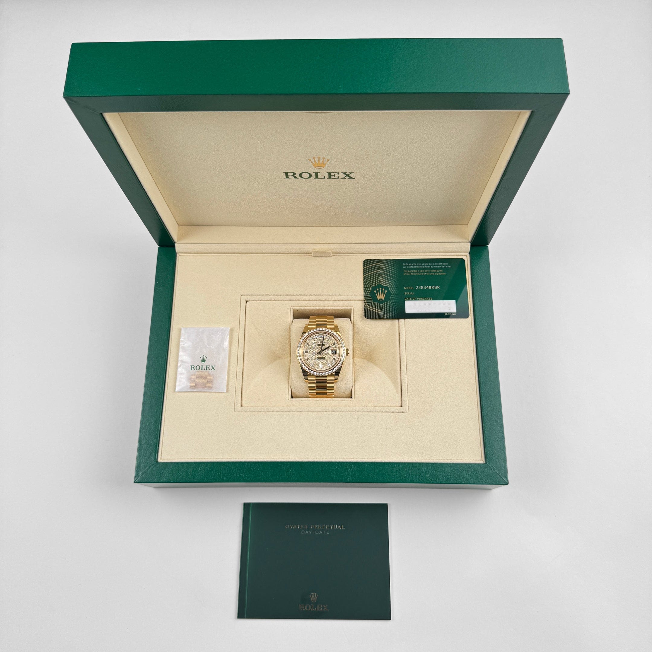 Rolex Day-Date 40 228348RBR Yellow Gold Diamond Dial Diamond Bezel (2022)