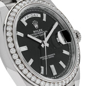 Rolex Day-Date 40 228349RBR White Gold Black Dial Diamond Bezel (2021)