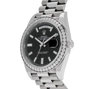 Rolex Day-Date 40 228349RBR White Gold Black Diamond Baguette Dial Diamond Bezel (2021)