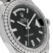 Rolex Day-Date 40 228349RBR White Gold Black Diamond Baguette Dial Diamond Bezel (2021)