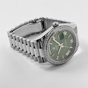 Rolex Day-Date 40 228349RBR White Gold Olive Green Dial Diamond Bezel (2021)