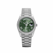 Rolex Day-Date 40 228349RBR White Gold Olive Green Dial Diamond Bezel (2021)