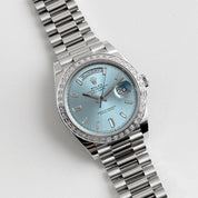 Rolex Day-Date 40 228396TBR Platinum Diamond Bezel Ice Blue Diamond Dial (2017)