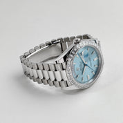 Rolex Day-Date 40 228396TBR Platinum Diamond Bezel Ice Blue Diamond Dial (2017)