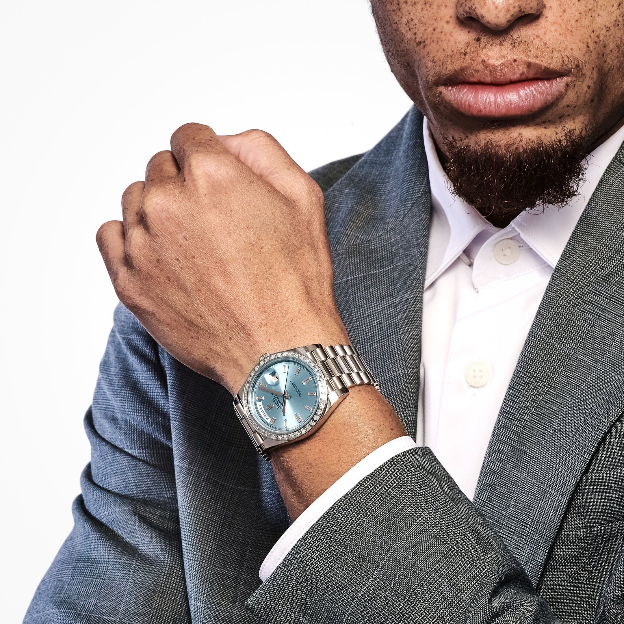 Rolex Day-Date 40 228396TBR Platinum Diamond Bezel Ice Blue Diamond Dial (2017)