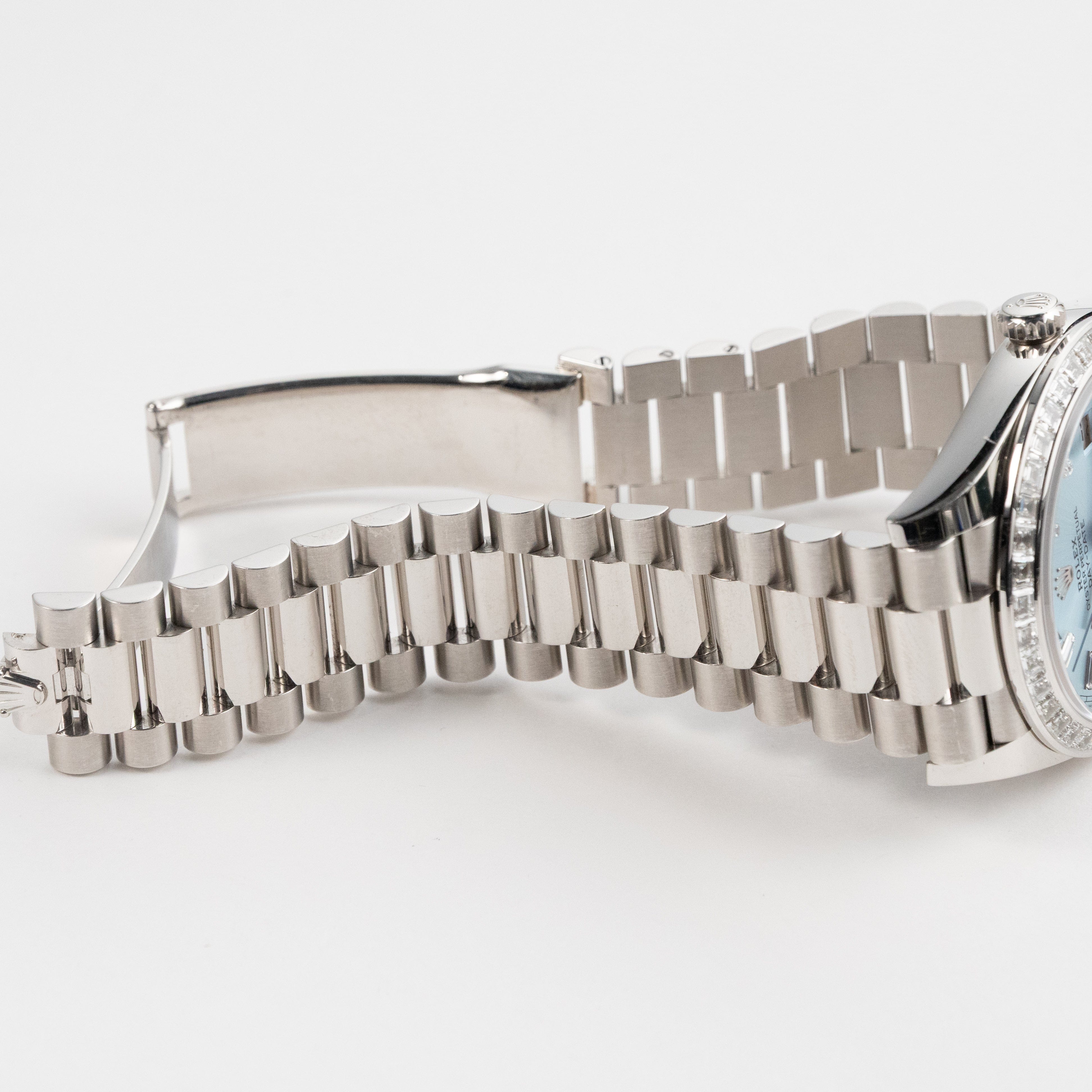 Rolex Day-Date 40 228396TBR Platinum Diamond Bezel Ice Blue Diamond Dial (2017)
