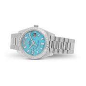 Rolex Day-Date 40 228396TBR Platinum Turquoise Stone Diamond Dial Diamond Bezel
