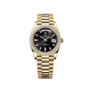 Rolex Day-Date 40 228398TBR Yellow Gold Black Diamond Baguette Dial Diamond Baguette Bezel