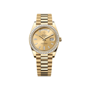 Rolex Day-Date 40 228398TBR Yellow Gold Champagne Diamond Baguette Dial Diamond Baguette Bezel (2020)
