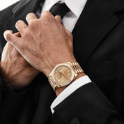 Rolex Day-Date 40 228398TBR Yellow Gold Champagne Diamond Baguette Dial Diamond Baguette Bezel (2020)