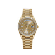 Rolex Day-Date 40 228398TBR Yellow Gold Champagne Diamond Baguette Dial Diamond Baguette Bezel (2020)