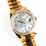 Rolex Day-Date 40 228398TBR Yellow Gold Mother of Pearl Diamond Baguette Dial and Bezel (2025)