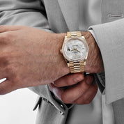 Rolex Day-Date 40 228398TBR Yellow Gold Mother of Pearl Diamond Baguette Dial and Bezel (2025)