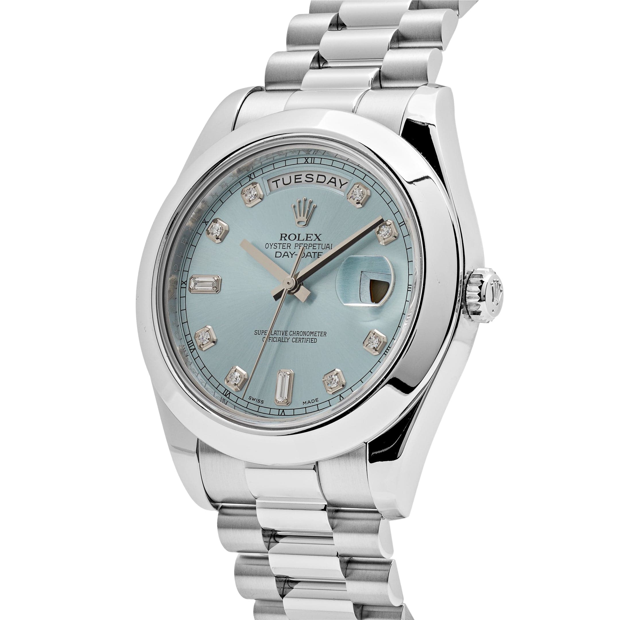 Rolex Day-Date II 218206 Platinum Blue Diamond Dial (2011)