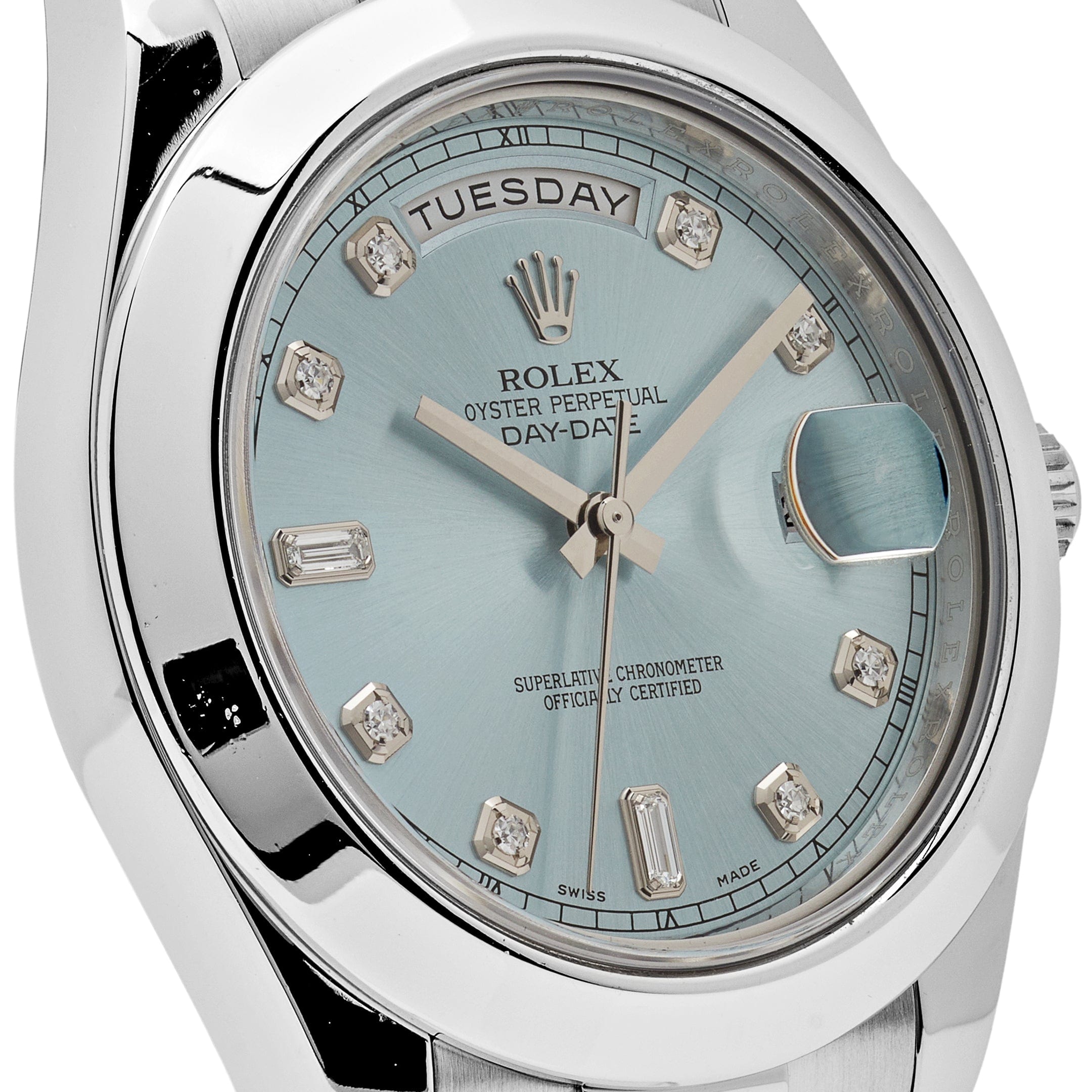 Rolex Day-Date II 218206 Platinum Blue Diamond Dial (2011)