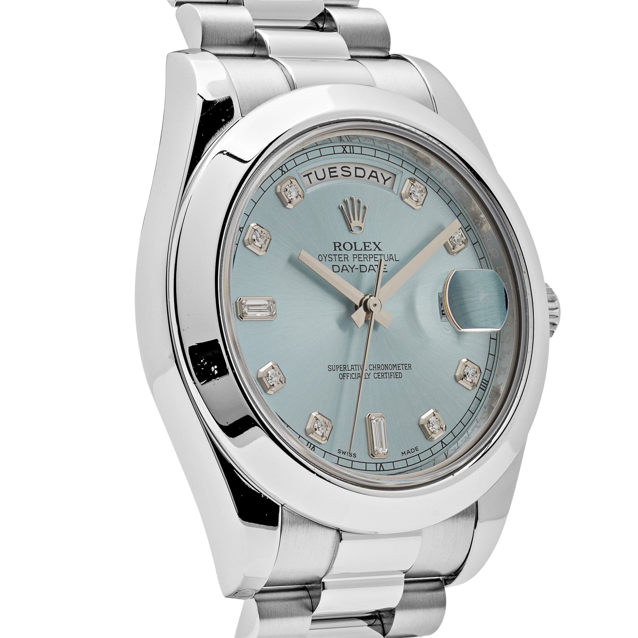 Rolex Day-Date II 218206 Platinum Blue Diamond Dial (2011)