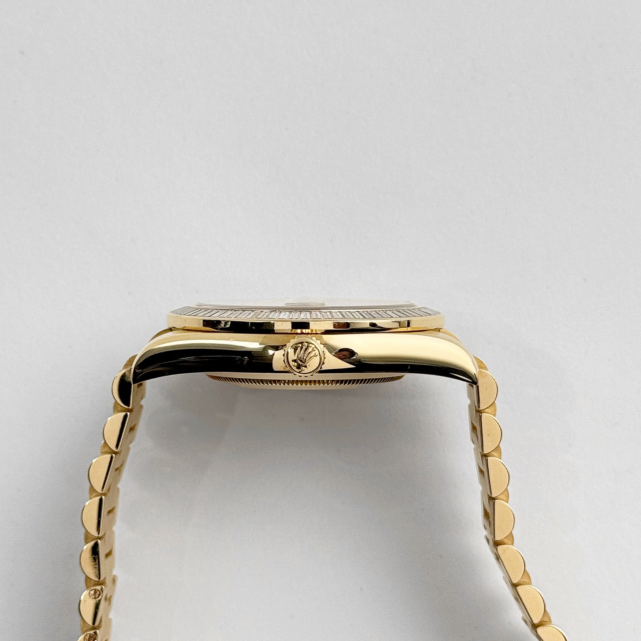 Rolex Day-Date II 218398 Yellow Gold Champagne Ruby Dial Diamond Bezel (2010)