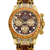 Rolex Daytona 116598SACO Yellow Gold 'Leopard' Diamond Dial Cognac Sapphire Bezel