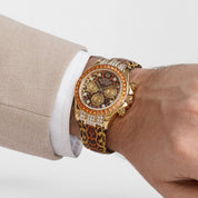 Rolex Daytona 116598SACO Yellow Gold 'Leopard' Diamond Dial Cognac Sapphire Bezel