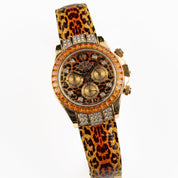 Rolex Daytona 116598SACO Yellow Gold 'Leopard' Diamond Dial Cognac Sapphire Bezel (2008)