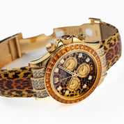 Rolex Daytona 116598SACO Yellow Gold 'Leopard' Diamond Dial Cognac Sapphire Bezel (2008)