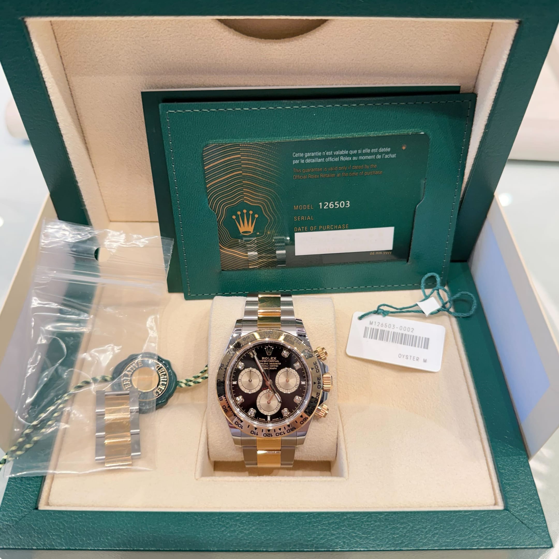 Rolex Daytona 126503 Stainless Steel Yellow Gold Black Diamond Dial (2024)