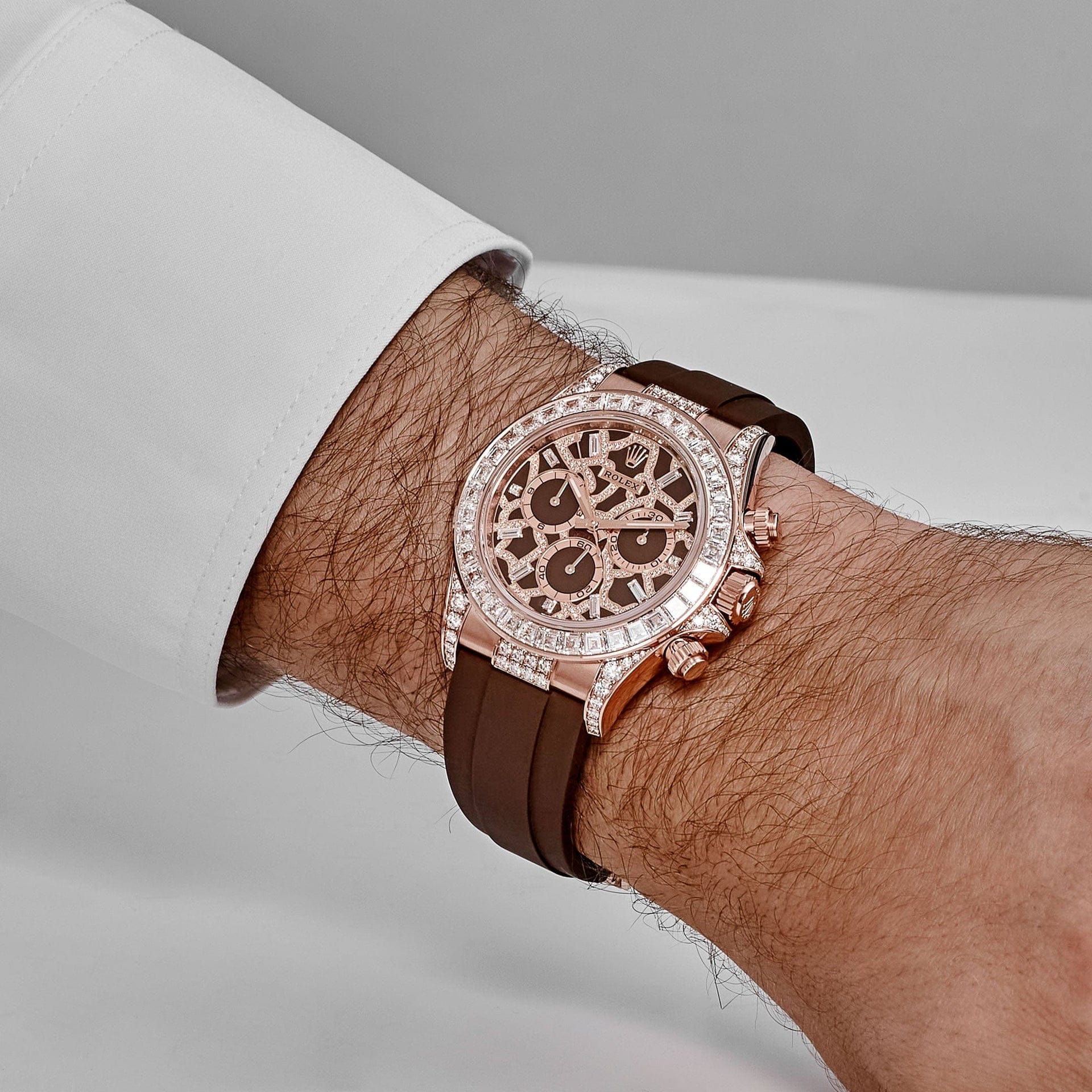 Rolex Daytona 'Giraffe' 126555TBR Rose Gold Chestnut Brown Diamond Dial Diamond Bezel