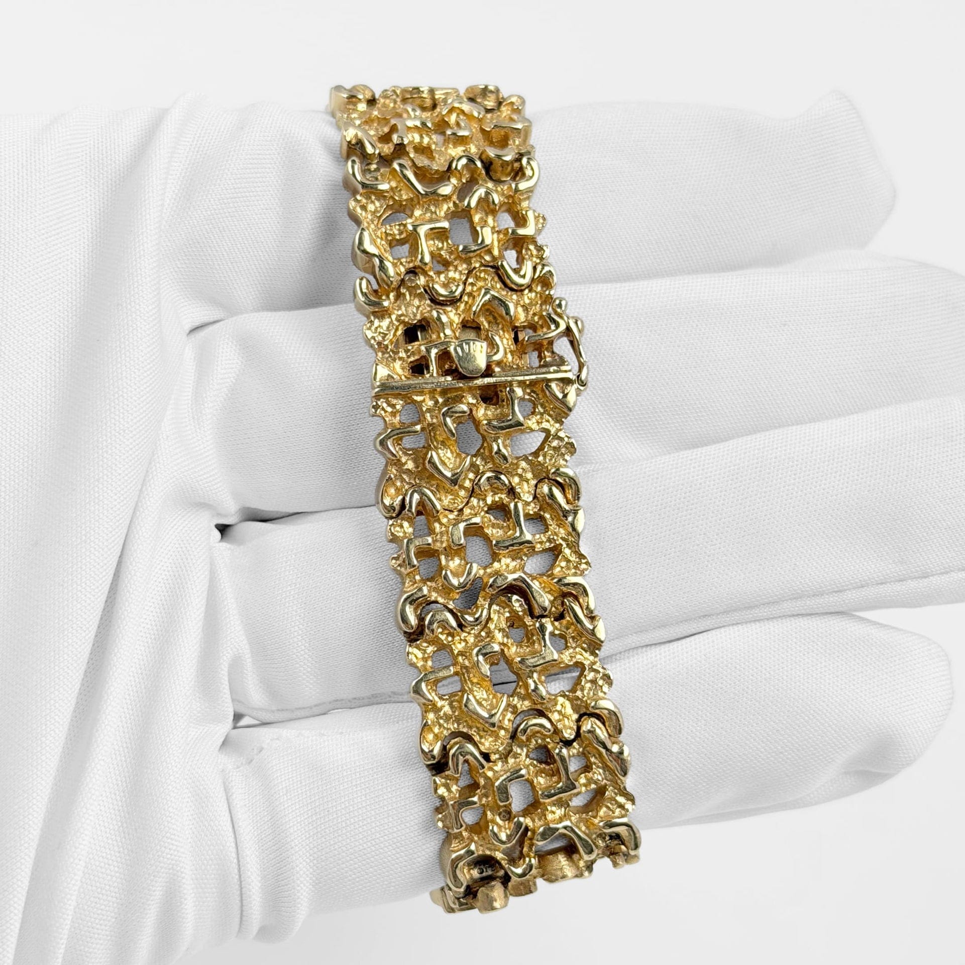 Rolex 'Ladies' Vintage Cocktail Watch 8300 Yellow Gold Champagne Dial Diamond Bezel Nugget Filigree Style Mesh Bracelet