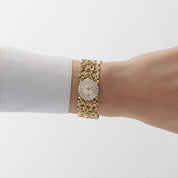 Rolex 'Ladies' Vintage Cocktail Watch 8300 Yellow Gold Champagne Dial Diamond Bezel Nugget Filigree Style Mesh Bracelet
