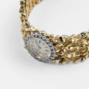 Rolex 'Ladies' Vintage Cocktail Watch 8300 Yellow Gold Champagne Dial Diamond Bezel Nugget Filigree Style Mesh Bracelet