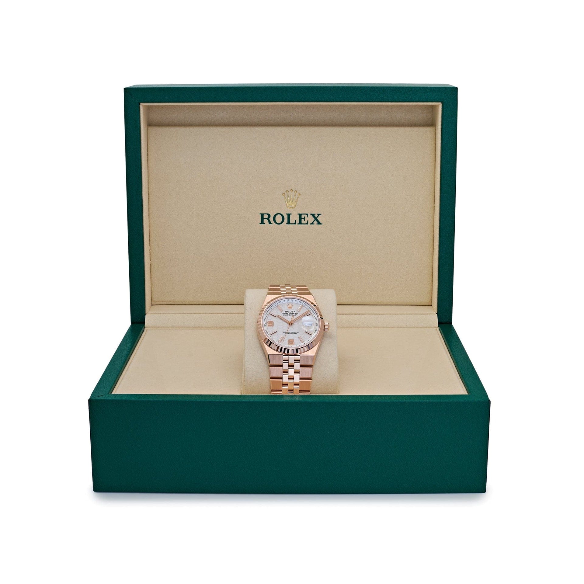 Rolex Land-Dweller 127235 Rose Gold Intense White Dial (2025)
