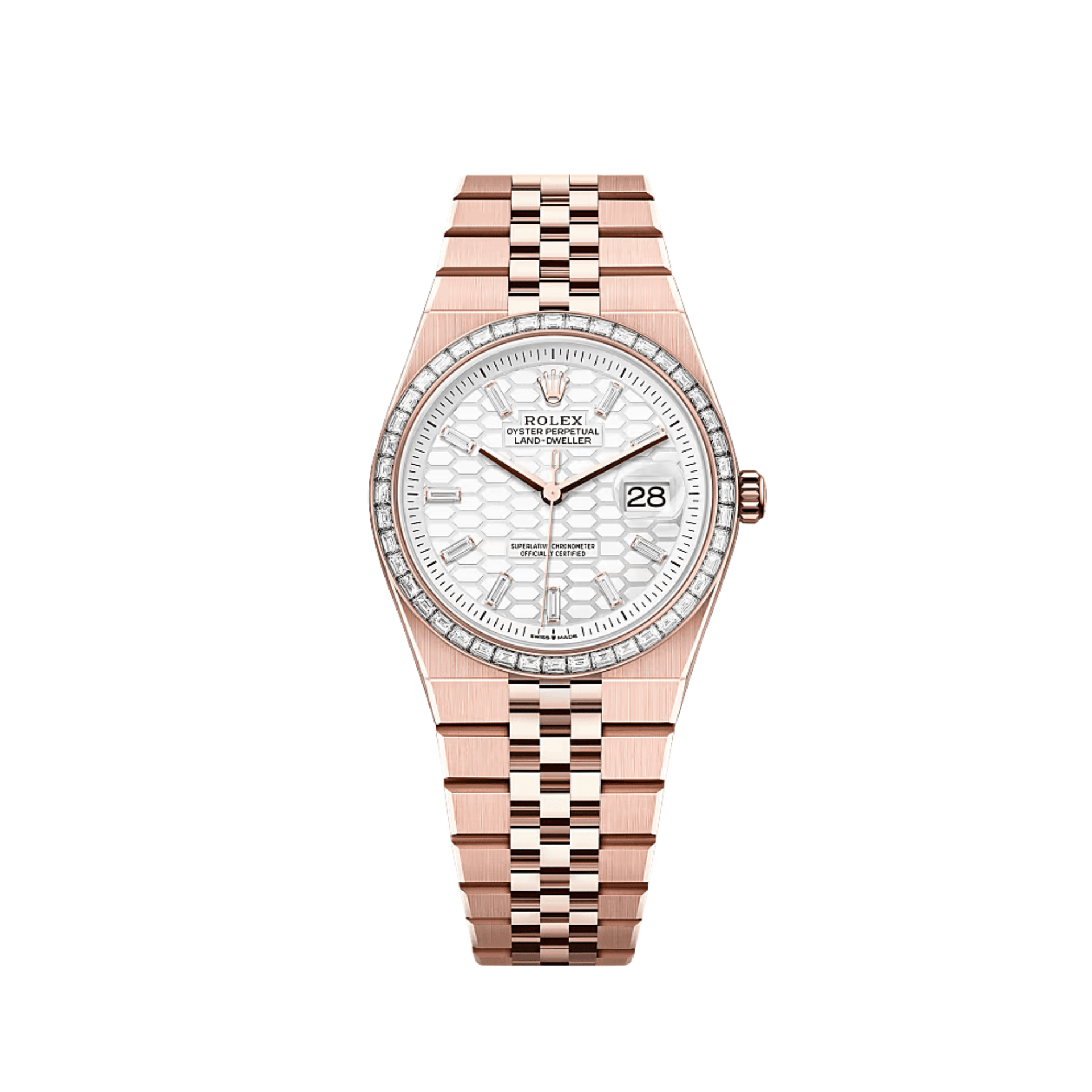 Rolex Land-Dweller 127285TBR Rose Gold Intense White Dial Diamond Bezel (2025)