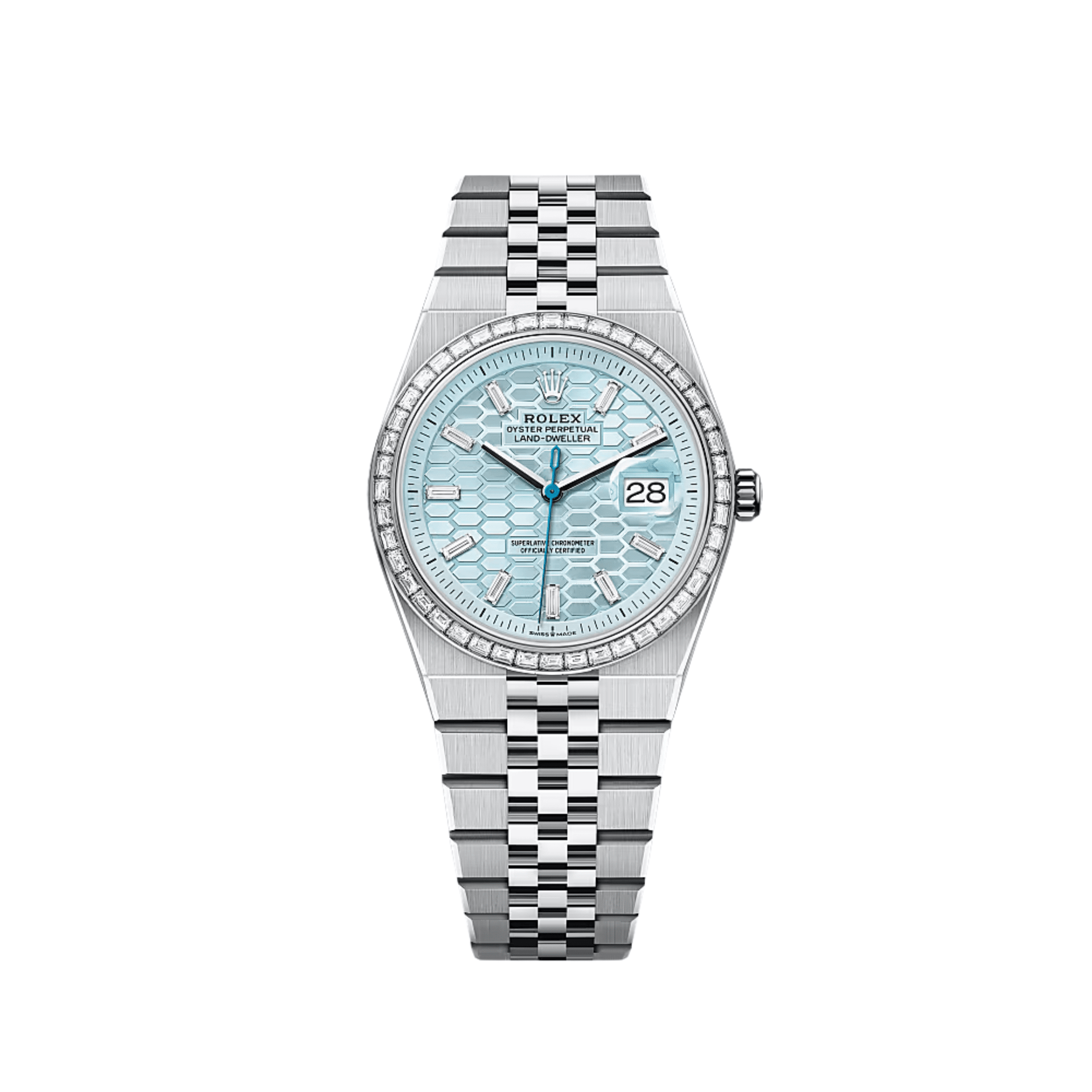 Rolex Land-Dweller 127286TBR Platinum Ice Blue Dial Diamond Bezel (2025)