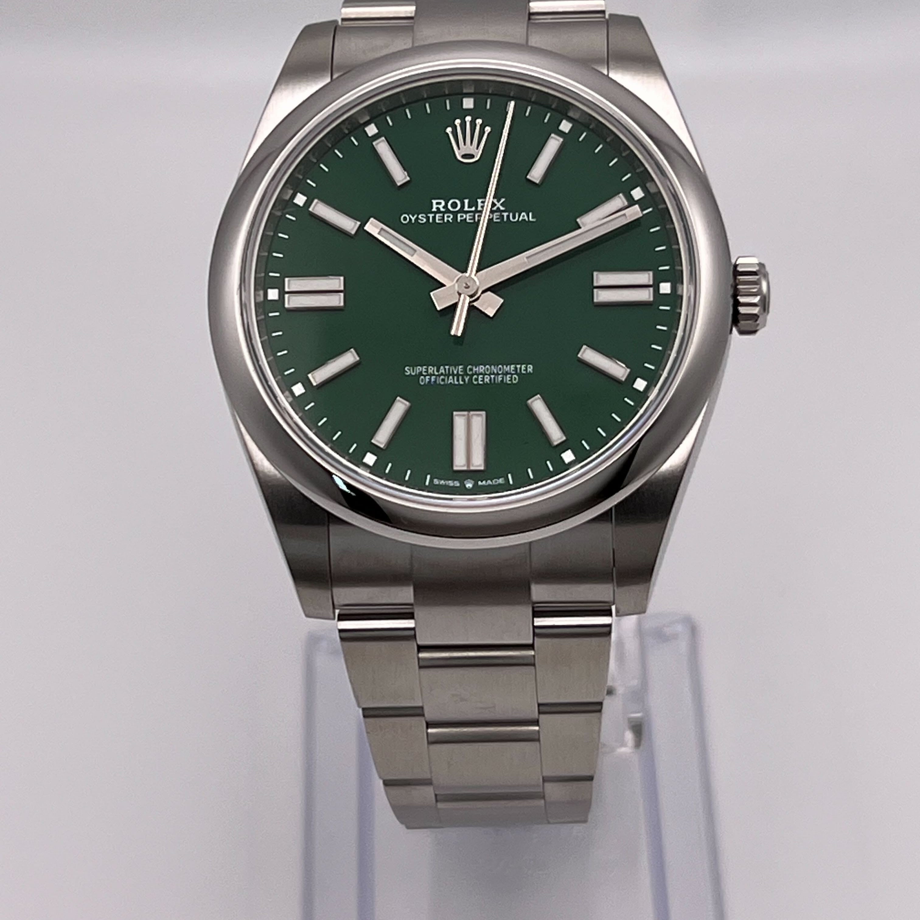 Rolex Oyster Perpetual 41 Green Dial 124300 Wrist Aficionado