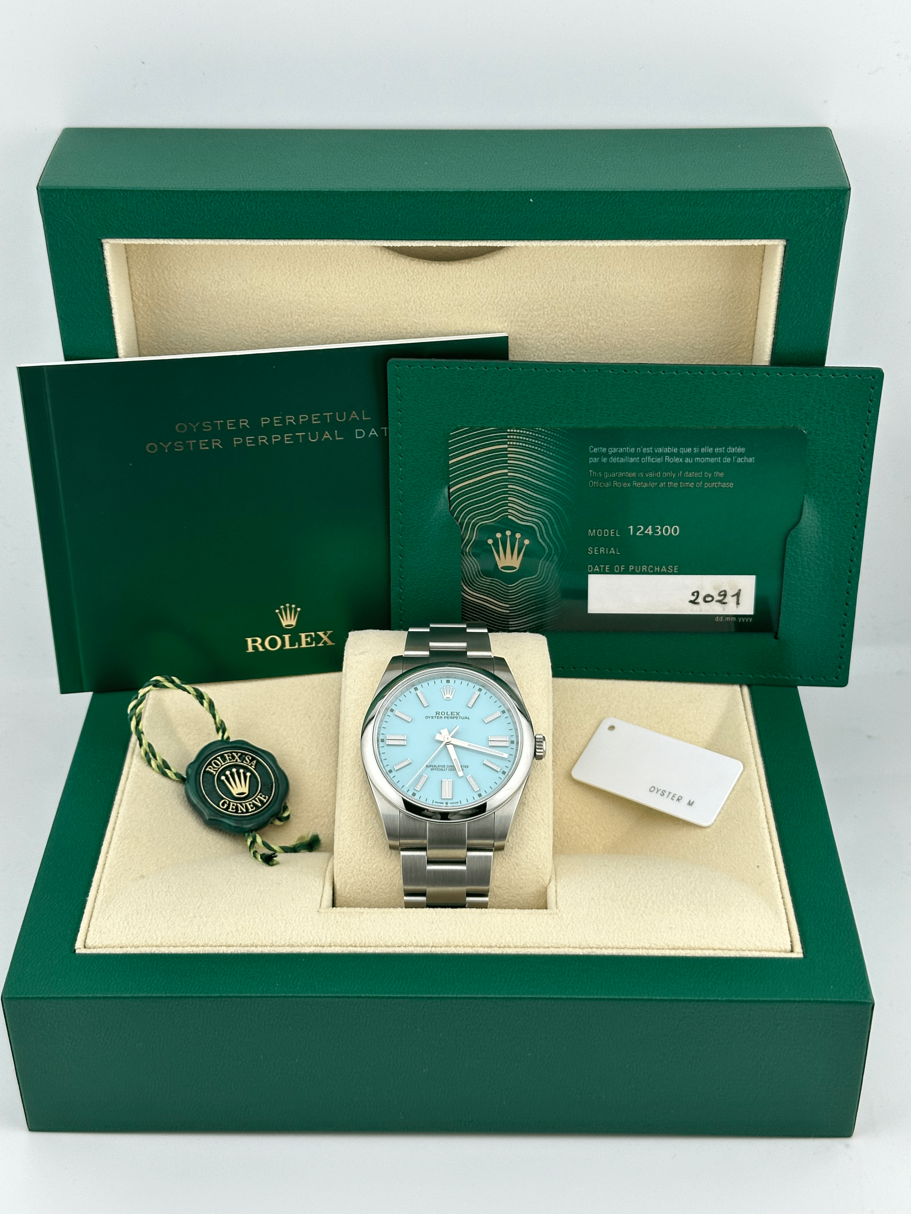 Rolex Oyster Perpetual 124300 Stainless Steel "Tiffany Blue" Turquoise Dial (2021)