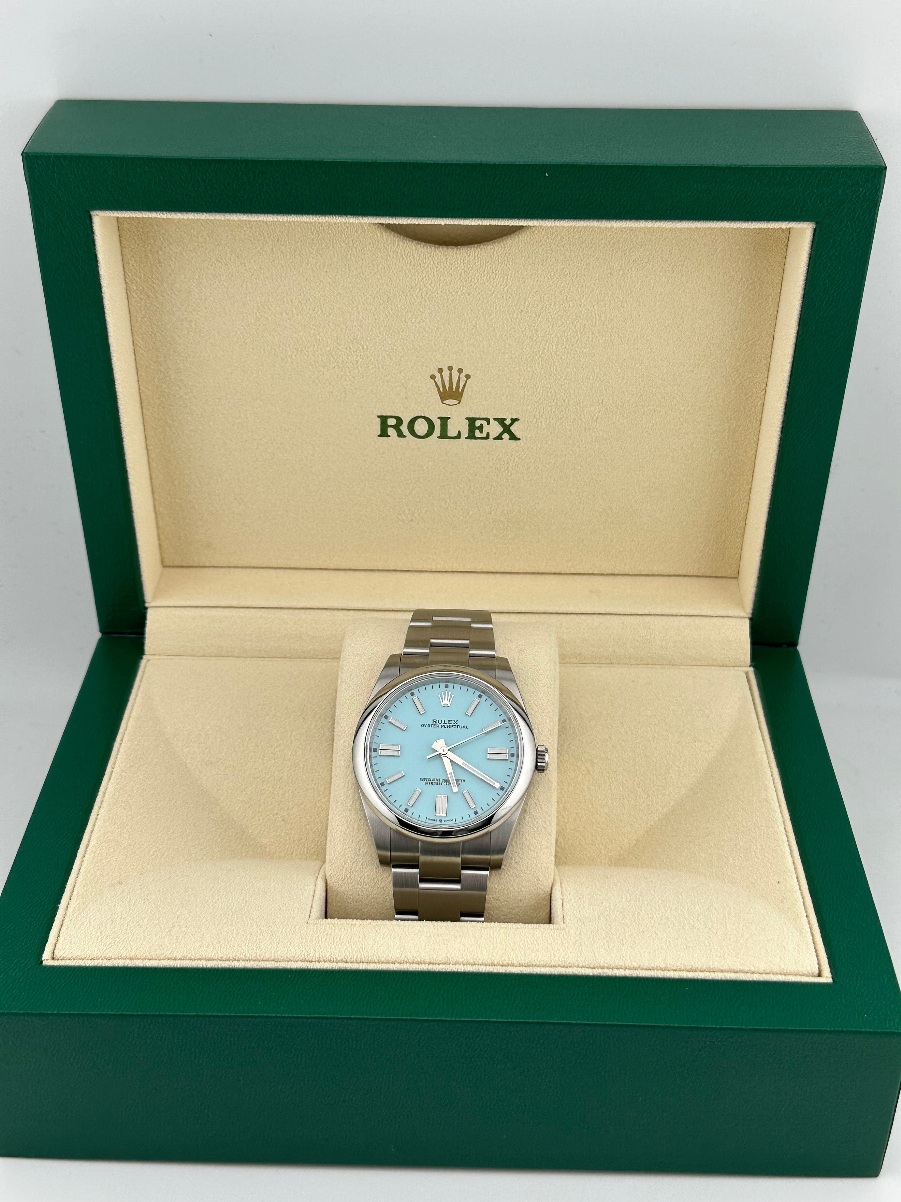 Rolex Oyster Perpetual 124300 Stainless Steel "Tiffany Blue" Turquoise Dial