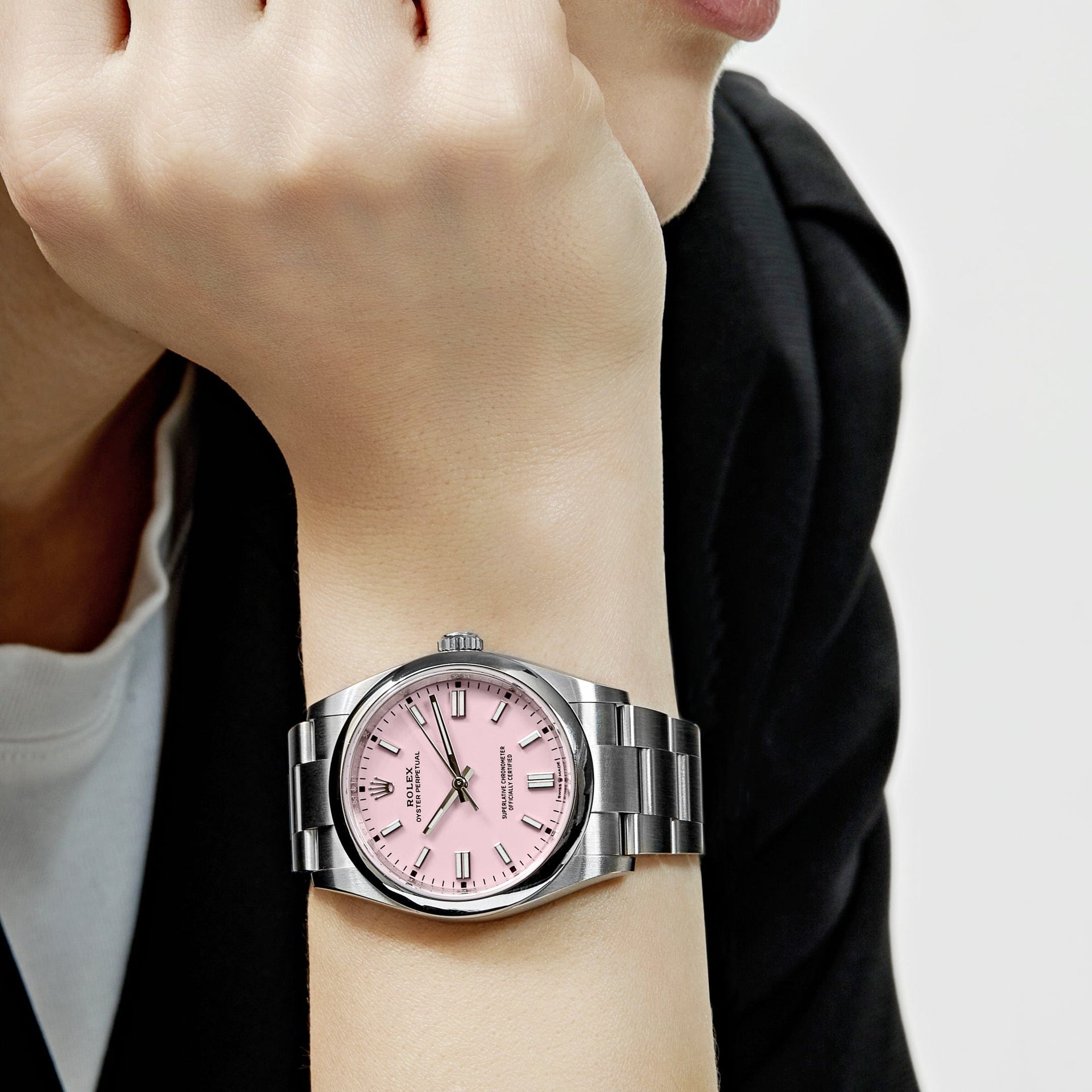 Rolex Oyster Perpetual 126000 Stainless Steel Candy Pink Dial (2024)