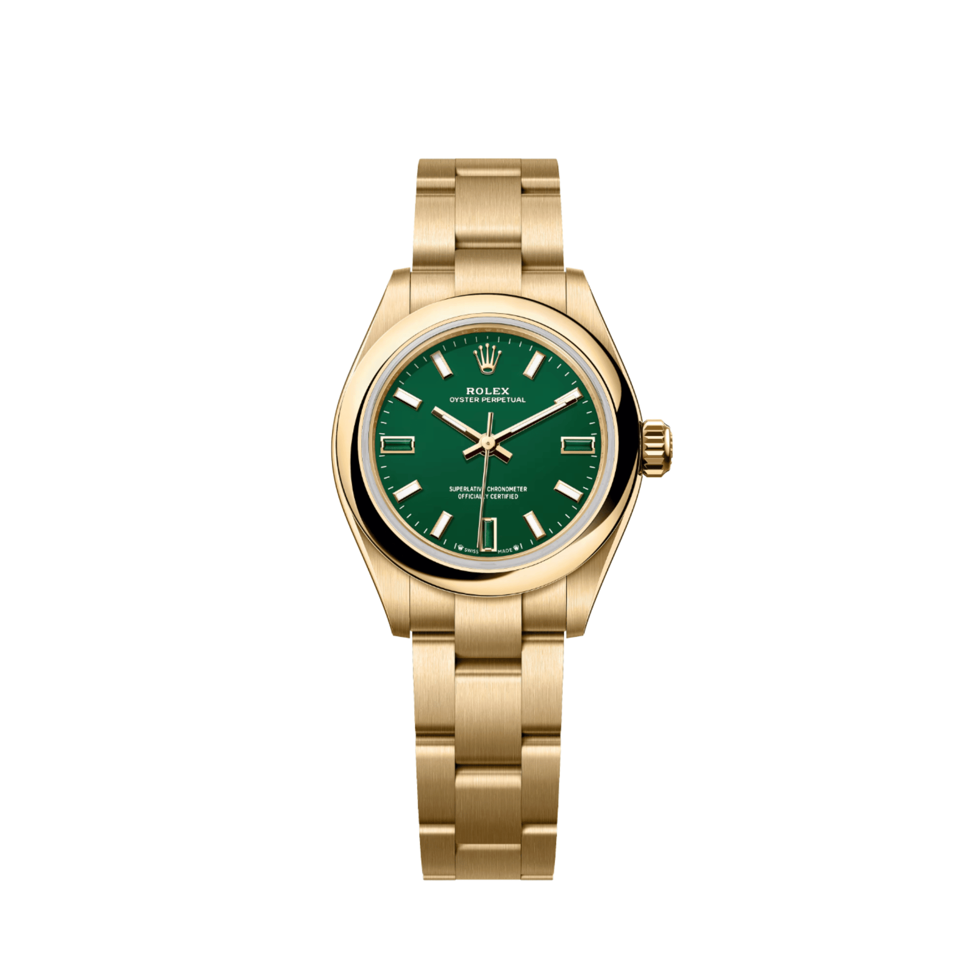 Rolex Oyster Perpetual 28 276208 'Ladies' Yellow Gold Green Stone Dial (2026)