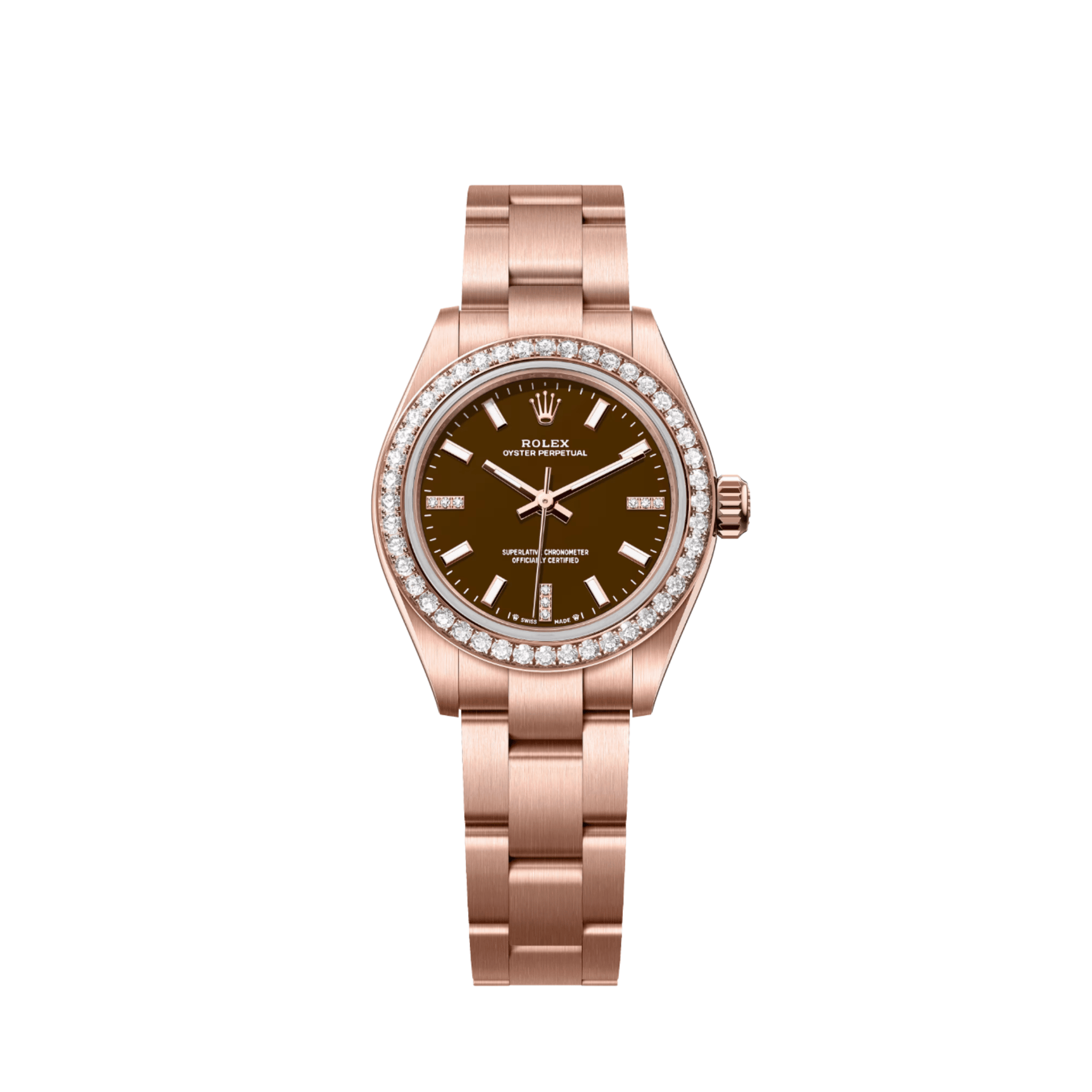Rolex Oyster Perpetual 28 276245RBR 'Ladies' Rose Gold Brown Stone Diamond Dial Diamond Bezel (2026)