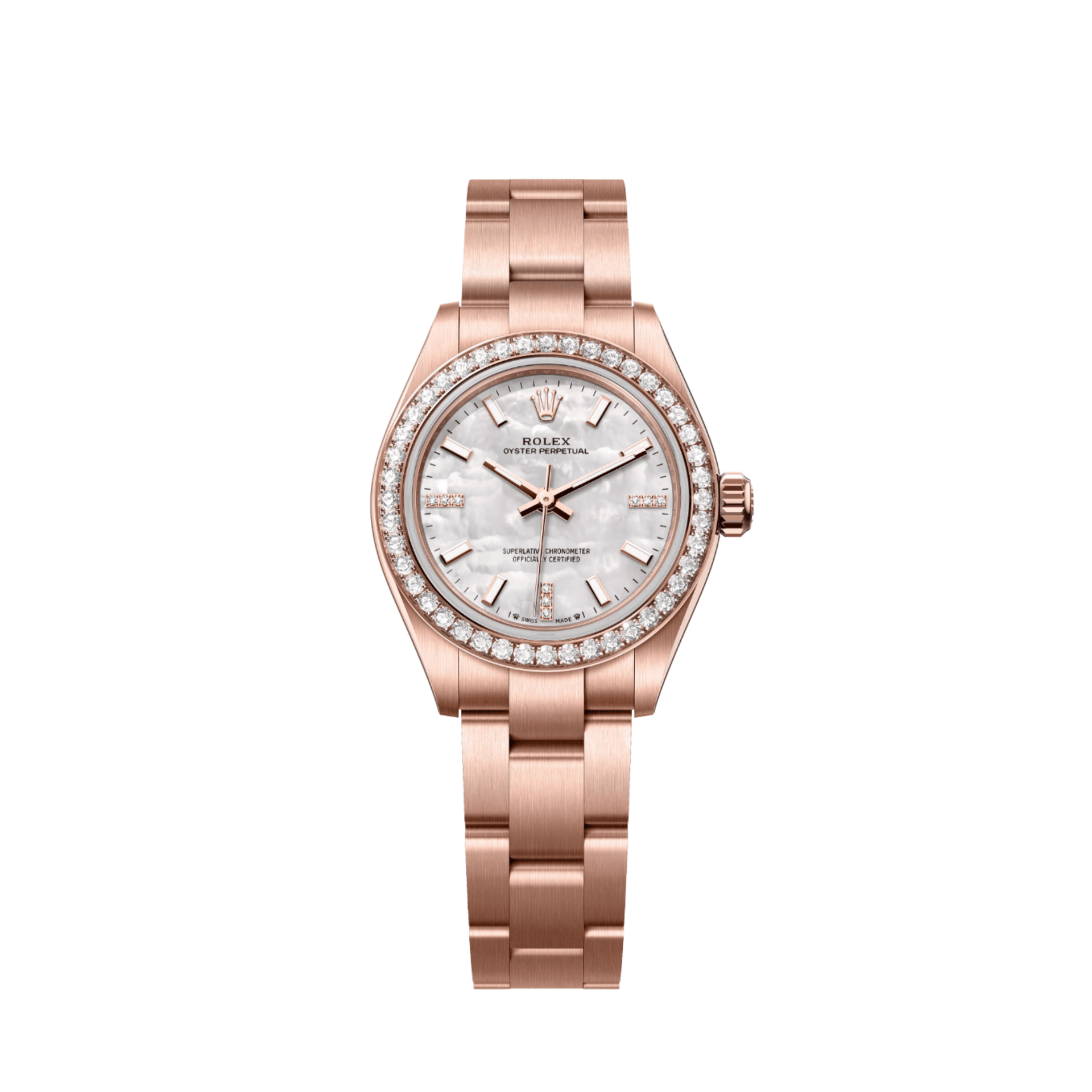 Rolex Oyster Perpetual 28 276245RBR 'Ladies' Rose Gold Mother Of Pearl Diamond Dial Diamond Bezel (2026)