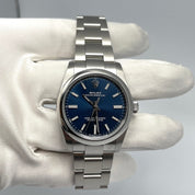 Luxury Watch Rolex Oyster Perpetual 34 Blue Dial 124200 Wrist Aficionado