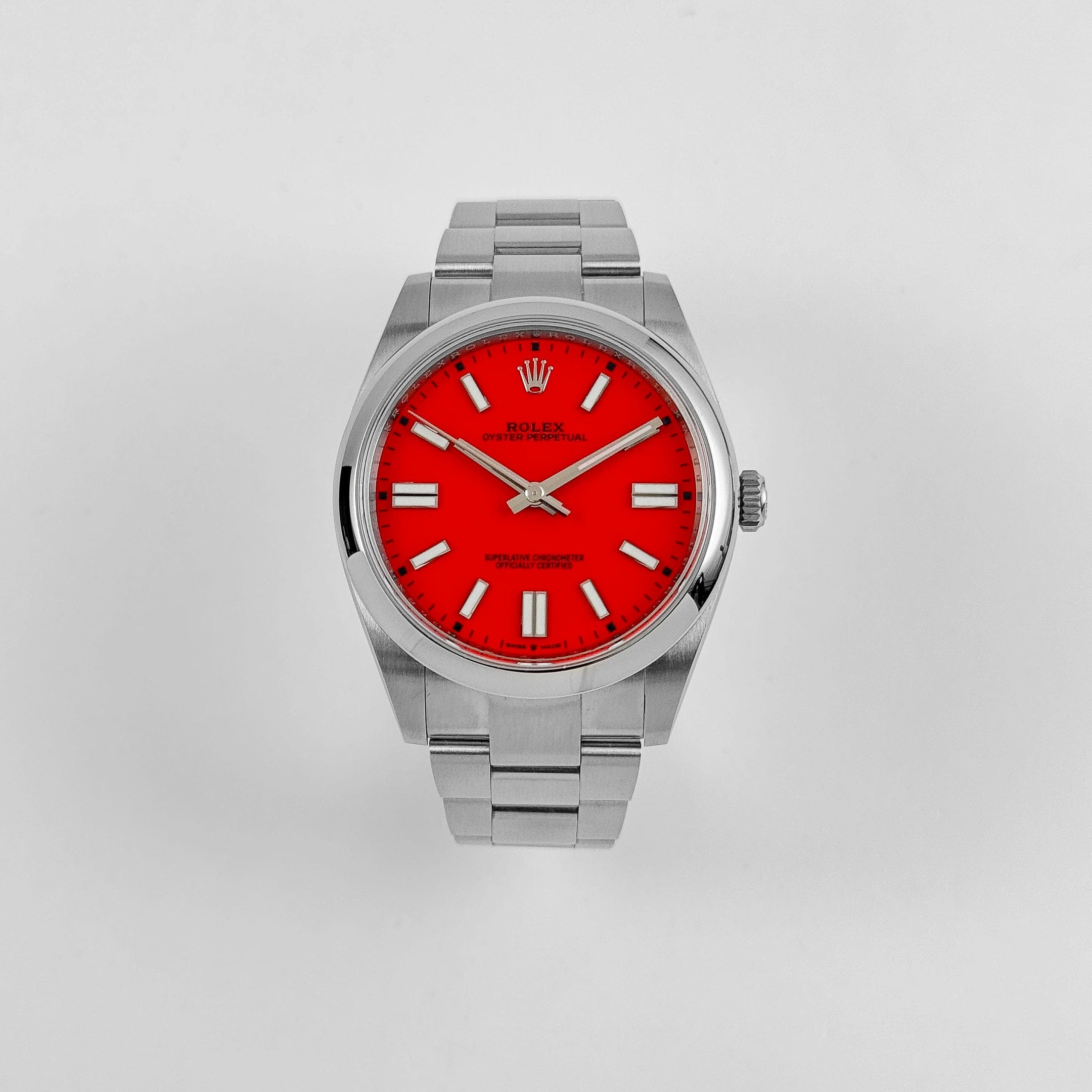 Rolex Oyster Perpetual 41 124300 Stainless Steel Coral Red Dial (2021)