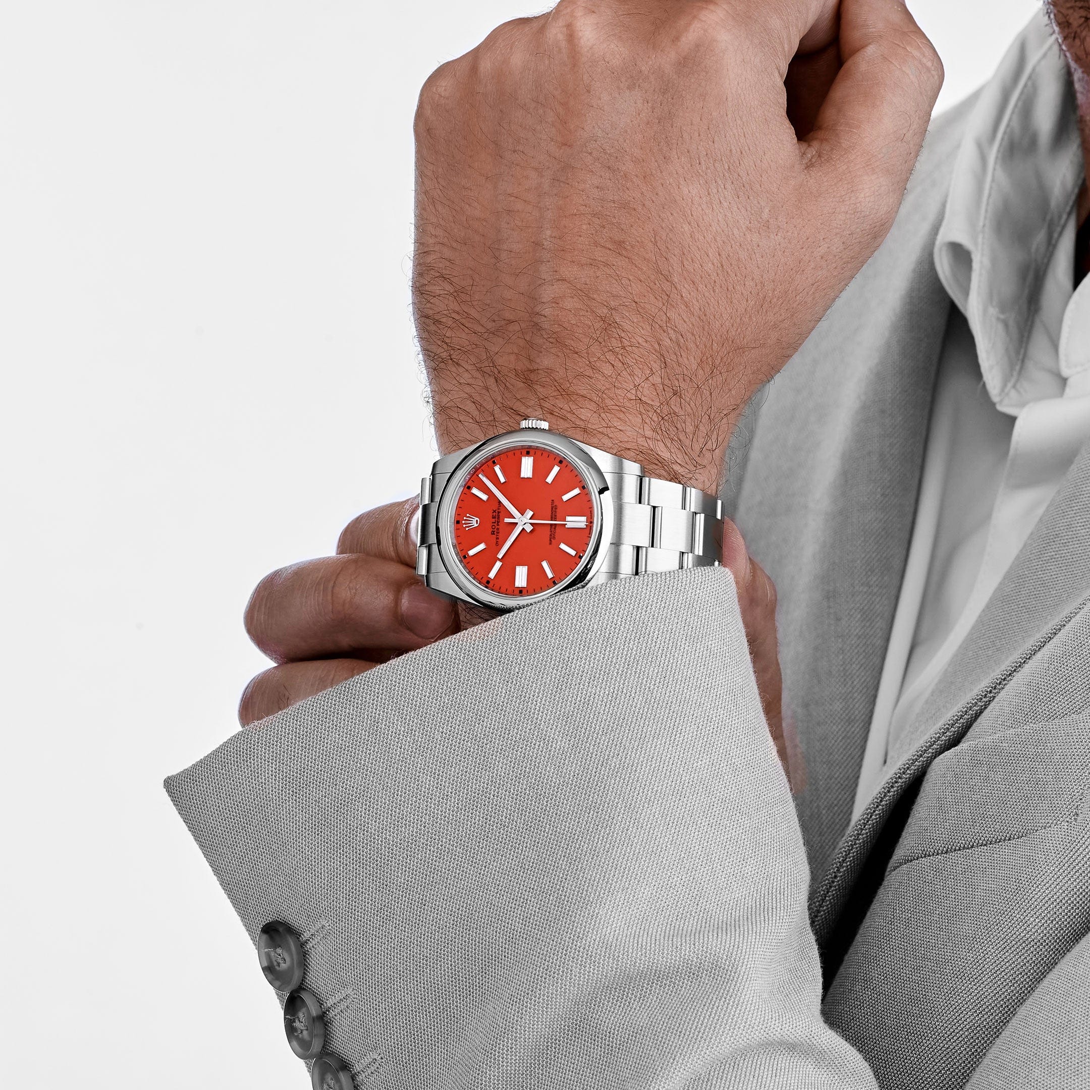 Rolex Oyster Perpetual 41 124300 Stainless Steel Coral Red Dial (2021)