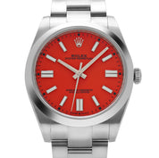 Rolex Oyster Perpetual 41 124300 Stainless Steel Coral Red Dial (2021)