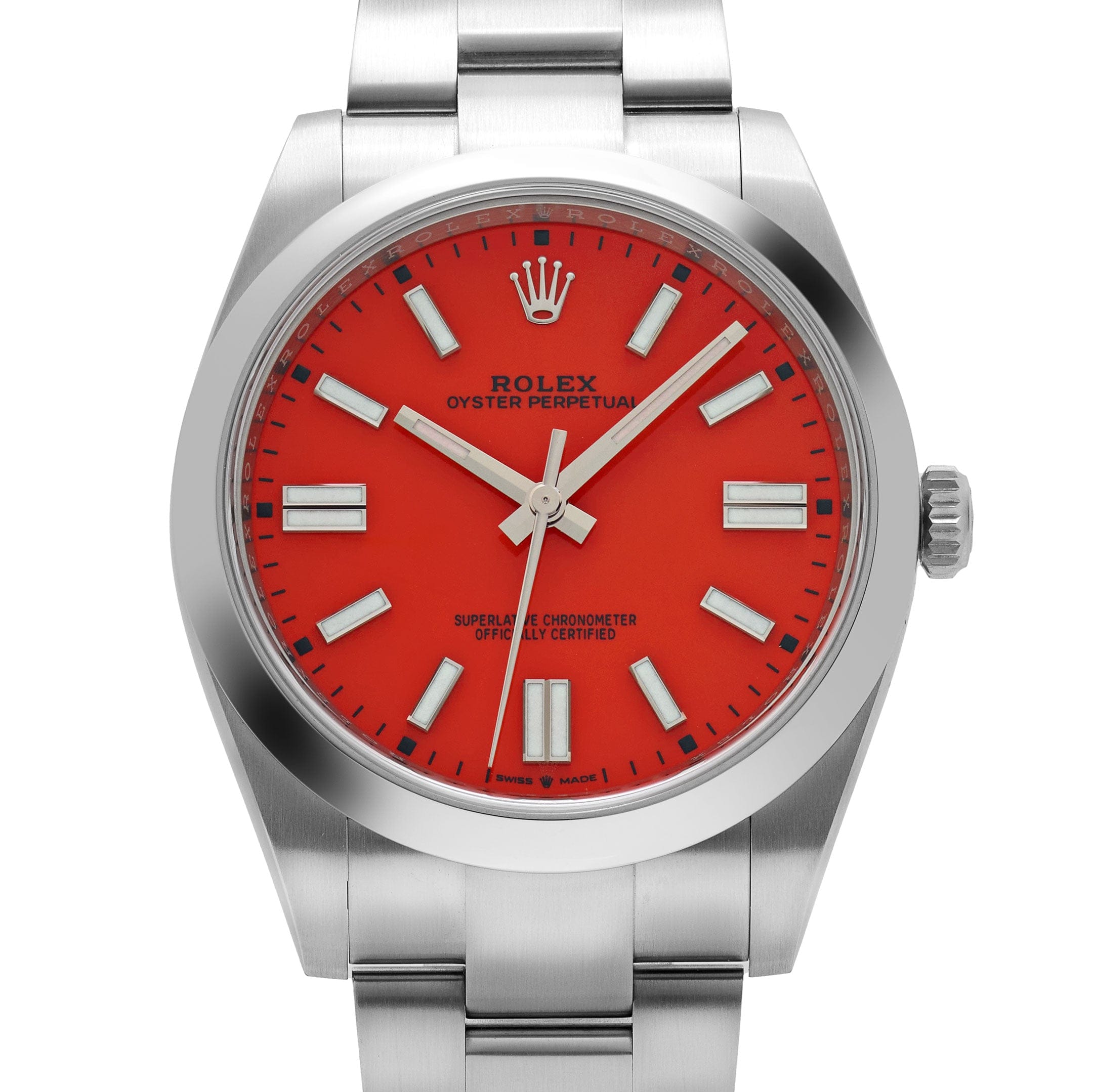 Rolex Oyster Perpetual 41 124300 Stainless Steel Coral Red Dial (2021)